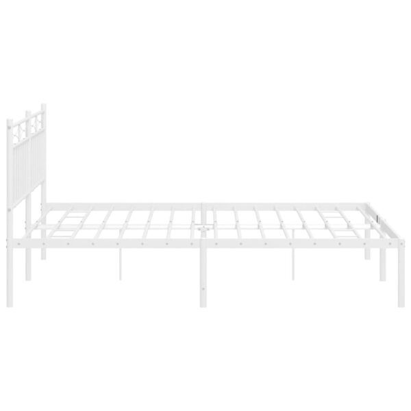 vidaXL Metal Bed Frame with Headboard White 59.1"x78.7" - Image 6