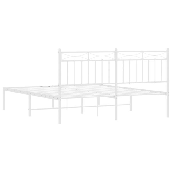 vidaXL Metal Bed Frame with Headboard White 59.1"x78.7" - Image 7