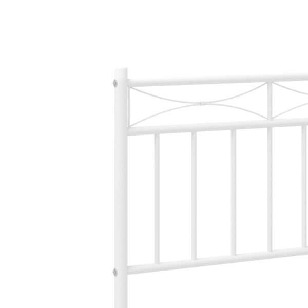 vidaXL Metal Bed Frame with Headboard White 59.1"x78.7" - Image 8