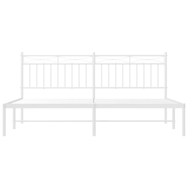 vidaXL Metal Bed Frame with Headboard White 72"x83.9" California King - Image 5