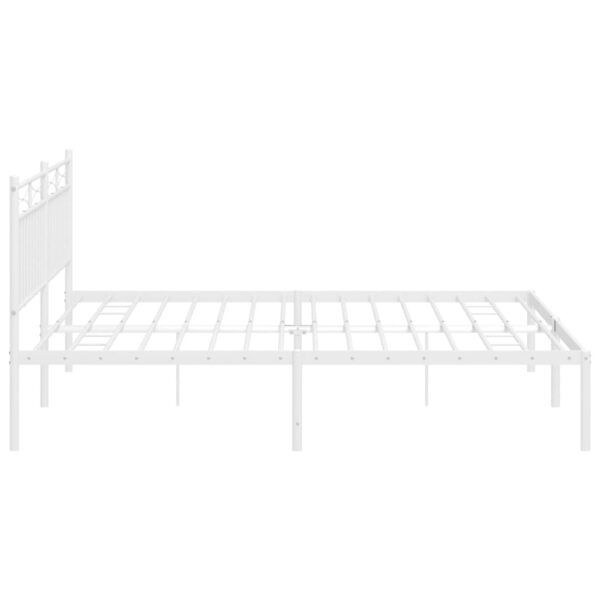 vidaXL Metal Bed Frame with Headboard White 72"x83.9" California King - Image 6