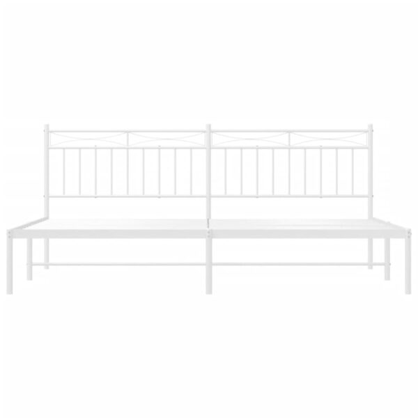 vidaXL Metal Bed Frame with Headboard White 76"x79.9" King - Image 5