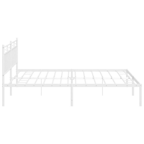 vidaXL Metal Bed Frame with Headboard White 76"x79.9" King - Image 6