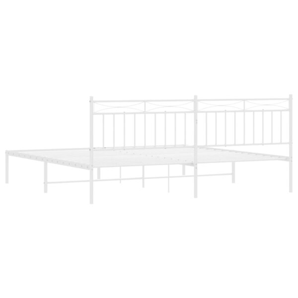 vidaXL Metal Bed Frame with Headboard White 76"x79.9" King - Image 7