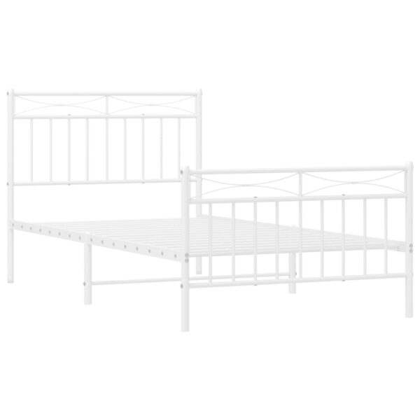 vidaXL Metal Bed Frame with Headboard and FootboardÂ White 39.4"x74.8" Twin - Image 4