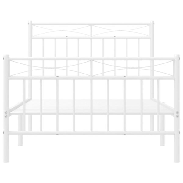 vidaXL Metal Bed Frame with Headboard and FootboardÂ White 39.4"x74.8" Twin - Image 5