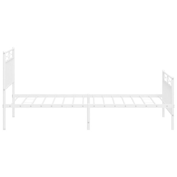 vidaXL Metal Bed Frame with Headboard and FootboardÂ White 39.4"x74.8" Twin - Image 6