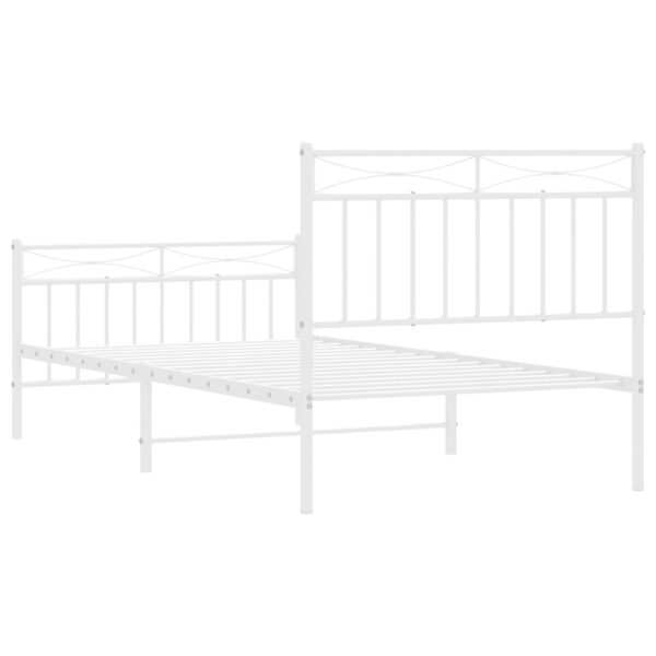 vidaXL Metal Bed Frame with Headboard and FootboardÂ White 39.4"x74.8" Twin - Image 7