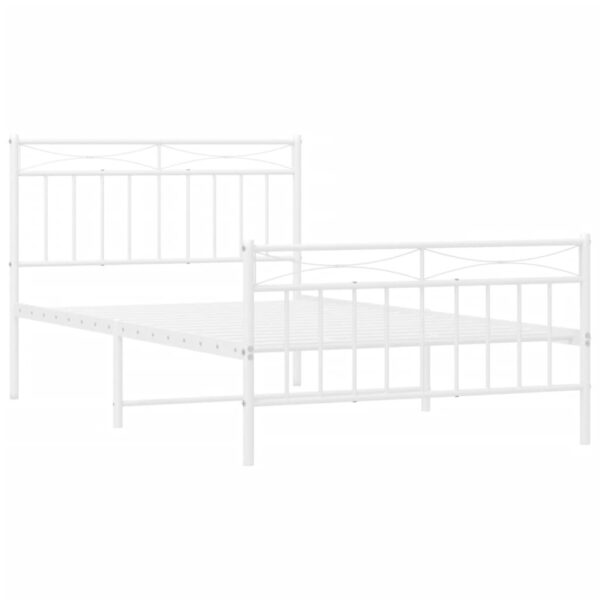 vidaXL Metal Bed Frame with Headboard and FootboardÂ White 39.4"x78.7" - Image 4