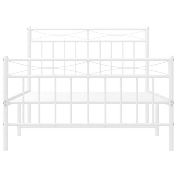 vidaXL Metal Bed Frame with Headboard and FootboardÂ White 39.4"x78.7" - Image 5