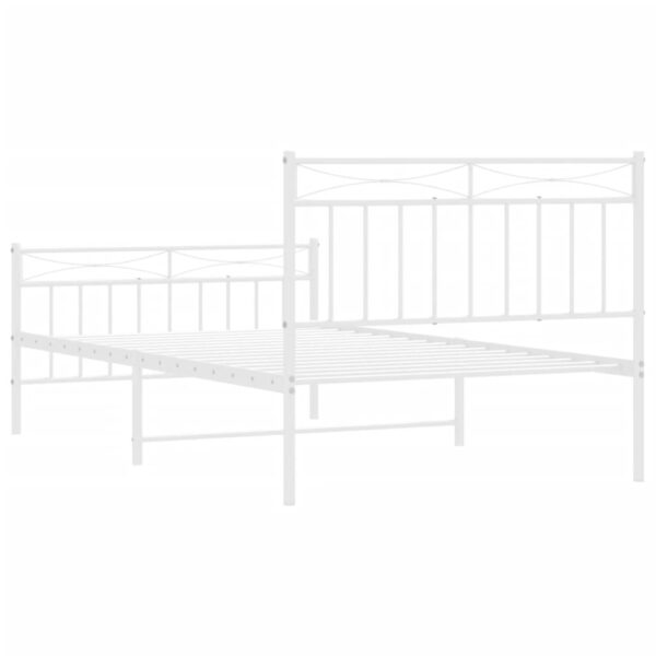 vidaXL Metal Bed Frame with Headboard and FootboardÂ White 39.4"x78.7" - Image 7