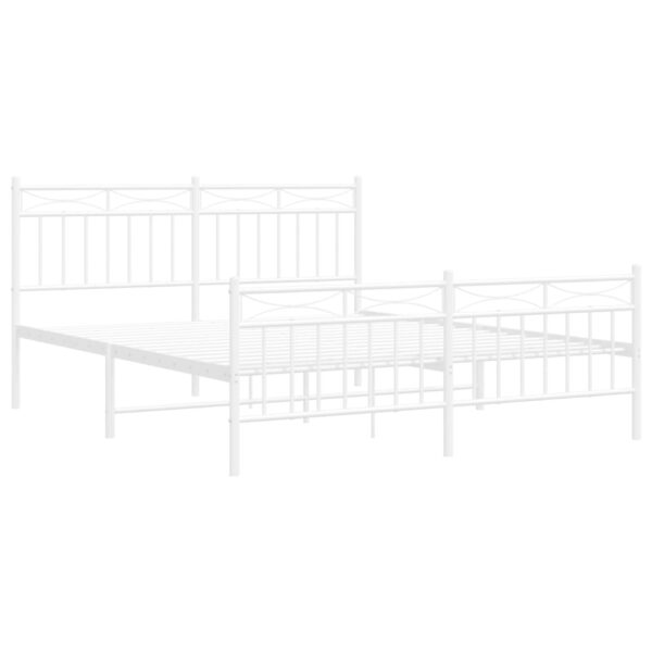 vidaXL Metal Bed Frame with Headboard and FootboardÂ White 59.1"x78.7" - Image 4