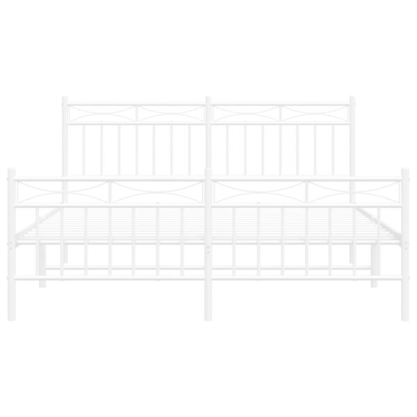 vidaXL Metal Bed Frame with Headboard and FootboardÂ White 59.1"x78.7" - Image 5