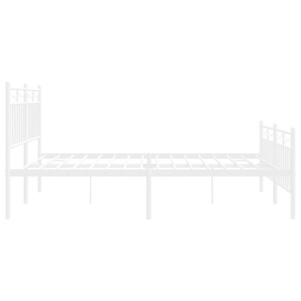 vidaXL Metal Bed Frame with Headboard and FootboardÂ White 59.1"x78.7" - Image 6