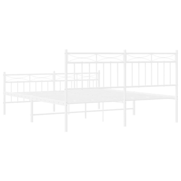 vidaXL Metal Bed Frame with Headboard and FootboardÂ White 59.1"x78.7" - Image 7