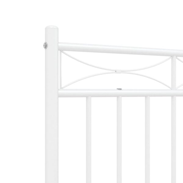 vidaXL Metal Bed Frame with Headboard and FootboardÂ White 59.1"x78.7" - Image 8