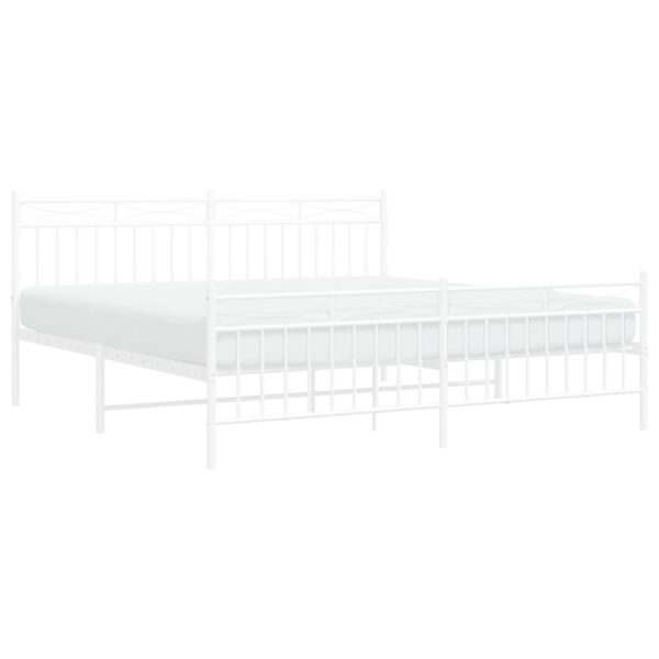 vidaXL Metal Bed Frame with Headboard&FootboardÂ White 72"x83.9" California King - Image 3