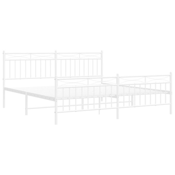 vidaXL Metal Bed Frame with Headboard&FootboardÂ White 72"x83.9" California King - Image 4