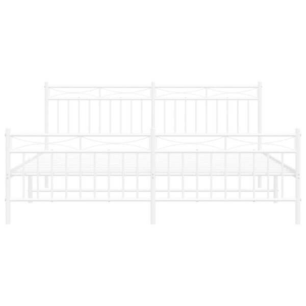 vidaXL Metal Bed Frame with Headboard&FootboardÂ White 72"x83.9" California King - Image 5