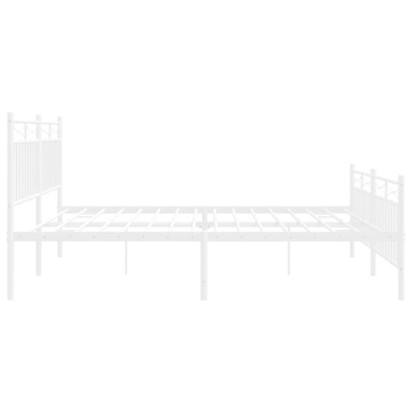 vidaXL Metal Bed Frame with Headboard&FootboardÂ White 72"x83.9" California King - Image 6