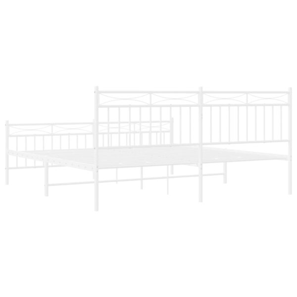 vidaXL Metal Bed Frame with Headboard&FootboardÂ White 72"x83.9" California King - Image 7