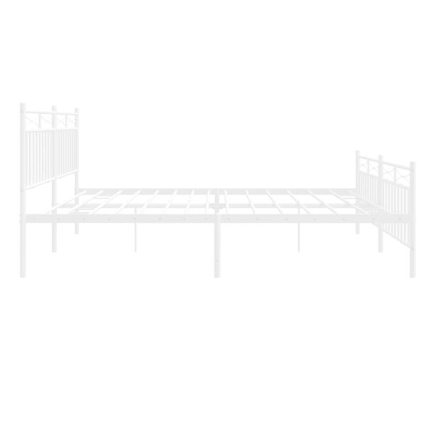 vidaXL Metal Bed Frame with Headboard and FootboardÂ White 76"x79.9" King - Image 6