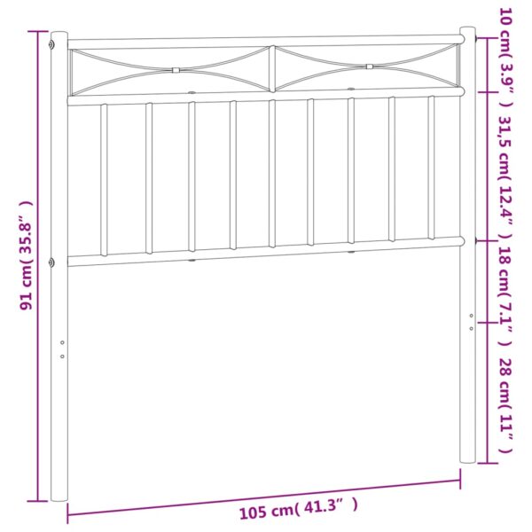 vidaXL Metal Headboard White 39.4" - Image 6