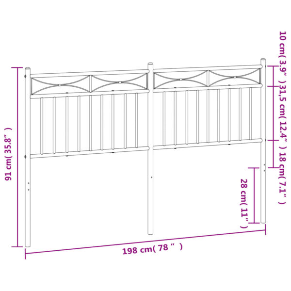 vidaXL Metal Headboard White 76" - Image 6