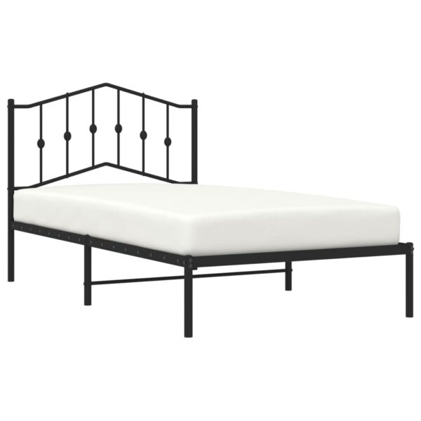 vidaXL Metal Bed Frame with Headboard Black 39.4"x74.8" Twin - Image 3