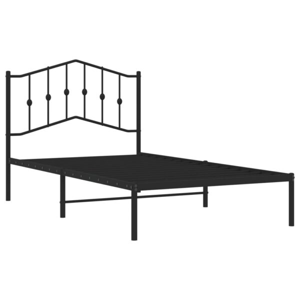 vidaXL Metal Bed Frame with Headboard Black 39.4"x74.8" Twin - Image 4