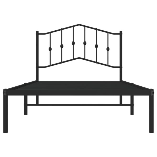 vidaXL Metal Bed Frame with Headboard Black 39.4"x74.8" Twin - Image 5