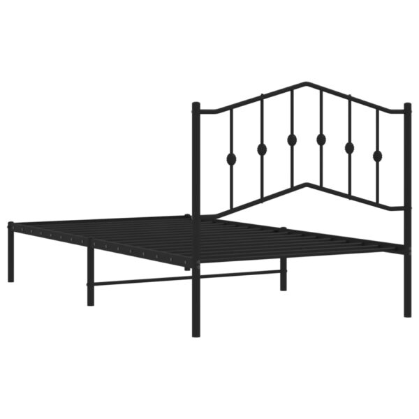 vidaXL Metal Bed Frame with Headboard Black 39.4"x74.8" Twin - Image 7