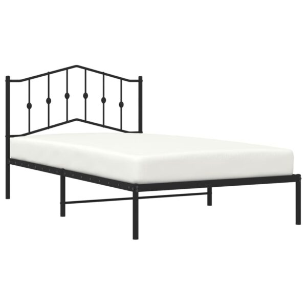 vidaXL Metal Bed Frame with Headboard Black 39.4"x78.7" - Image 3