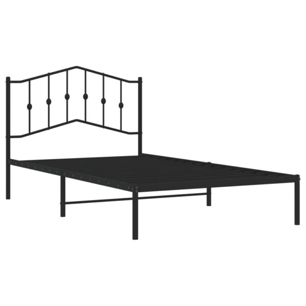 vidaXL Metal Bed Frame with Headboard Black 39.4"x78.7" - Image 4