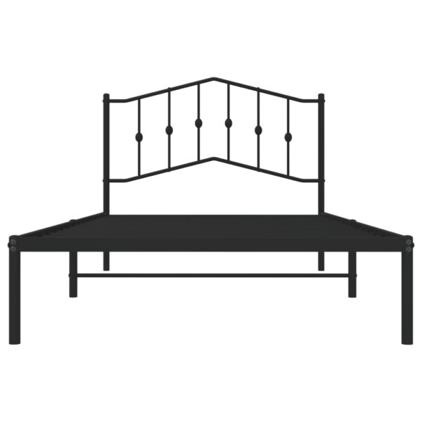 vidaXL Metal Bed Frame with Headboard Black 39.4"x78.7" - Image 5