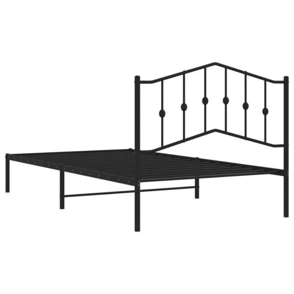 vidaXL Metal Bed Frame with Headboard Black 39.4"x78.7" - Image 7