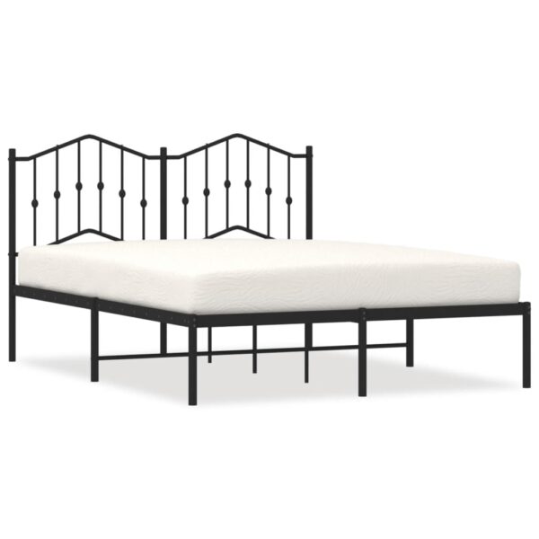 vidaXL Metal Bed Frame with Headboard Black 59.1"x78.7" - Image 2