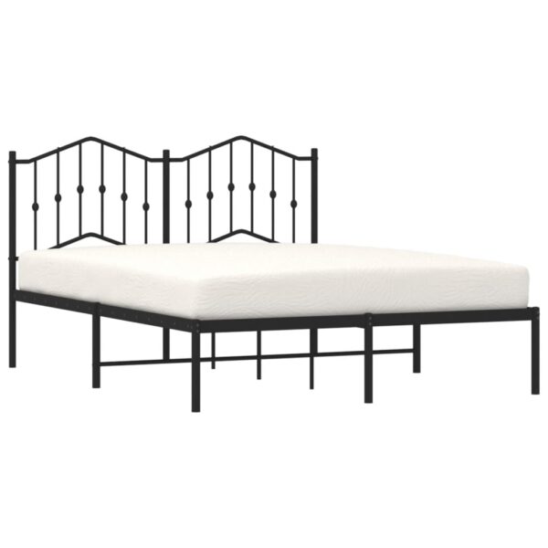 vidaXL Metal Bed Frame with Headboard Black 59.1"x78.7" - Image 3