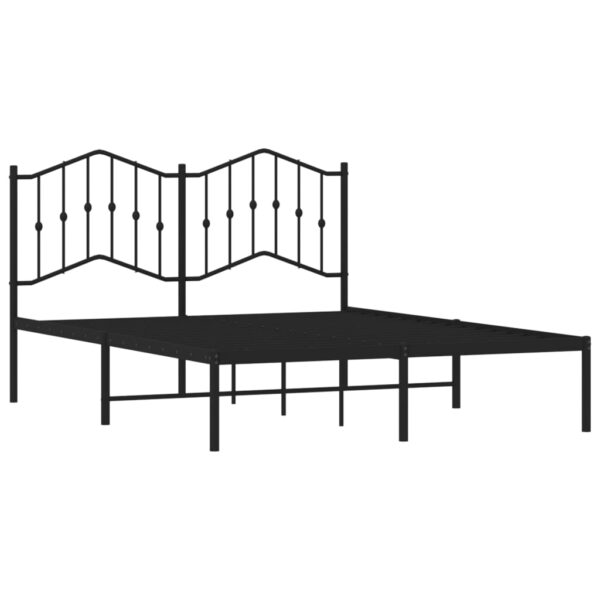 vidaXL Metal Bed Frame with Headboard Black 59.1"x78.7" - Image 4