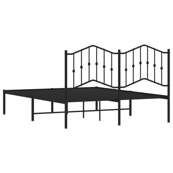 vidaXL Metal Bed Frame with Headboard Black 59.1"x78.7" - Image 7