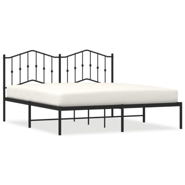 vidaXL Metal Bed Frame with Headboard Black 72"x83.9" California King - Image 2