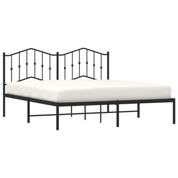 vidaXL Metal Bed Frame with Headboard Black 72"x83.9" California King - Image 3