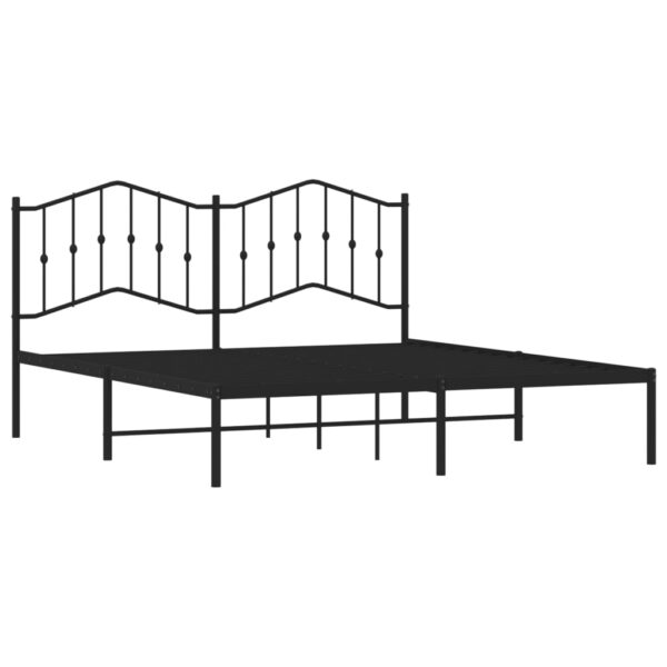 vidaXL Metal Bed Frame with Headboard Black 72"x83.9" California King - Image 4