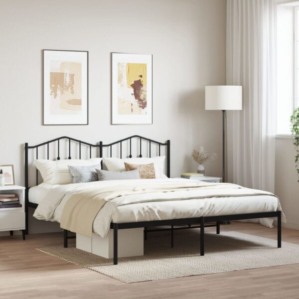 vidaXL Metal Bed Frame with Headboard Black 72"x83.9" California King