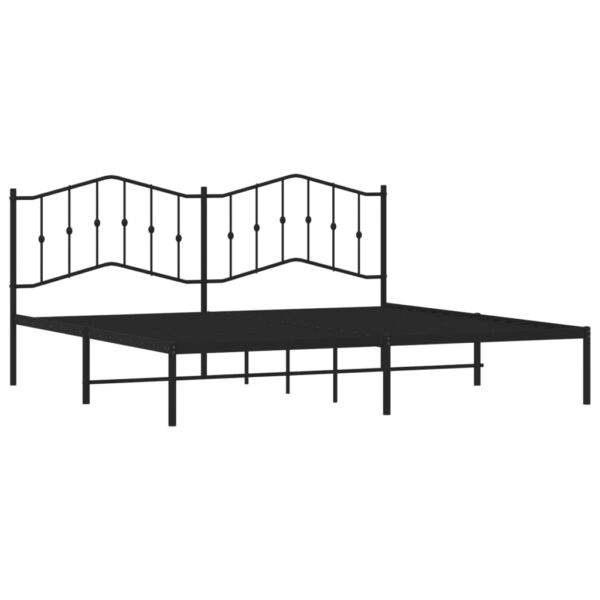 vidaXL Metal Bed Frame with Headboard Black 76"x79.9" King - Image 4