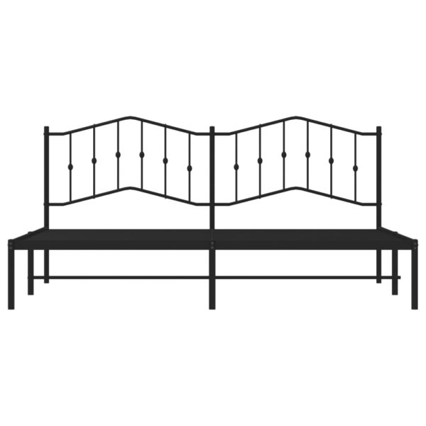 vidaXL Metal Bed Frame with Headboard Black 76"x79.9" King - Image 5