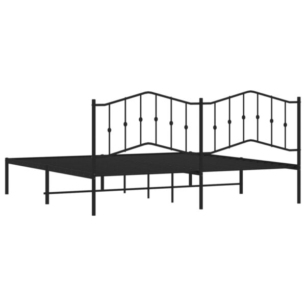 vidaXL Metal Bed Frame with Headboard Black 76"x79.9" King - Image 7