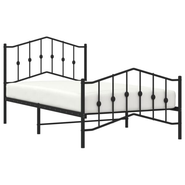 vidaXL Metal Bed Frame with Headboard and FootboardÂ Black 39.4"x74.8" Twin - Image 3