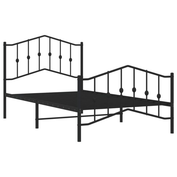 vidaXL Metal Bed Frame with Headboard and FootboardÂ Black 39.4"x74.8" Twin - Image 4