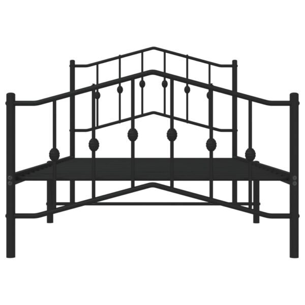 vidaXL Metal Bed Frame with Headboard and FootboardÂ Black 39.4"x74.8" Twin - Image 5